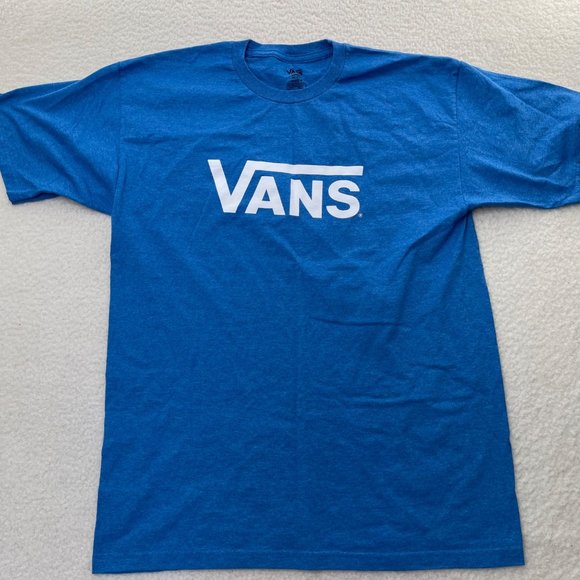Vans Other - Vans T-shirt Mens Large Blue Spell-out Logo Cotton Poly Blend Short Sleeve Crew